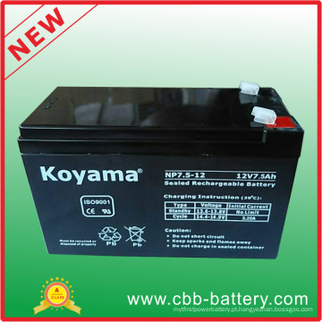 Bateria recarregável AGM 12V7.5ah com ácido de chumbo SLA VRLA PV 12V